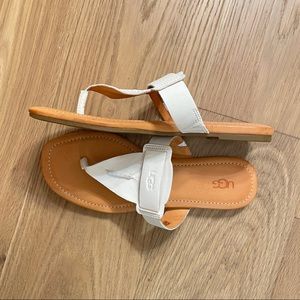 UGG | Shoes | Ugg Gaila Sandal Slip On T Strap Thong White Ivory Leather Womens Size 85 | Poshmark